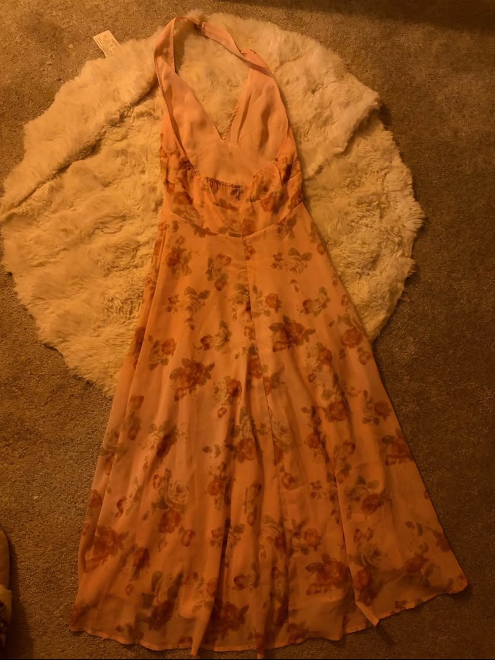 Cider Pink Floral Mesh Halter Midi Dress - Picture 5 of 5